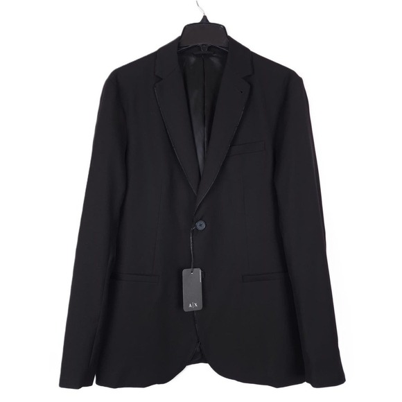 Armani Exchange Men's Modern-Fit Logo Stretch Sport Coat Blazer Black 40R NWT - Picture 1 of 9